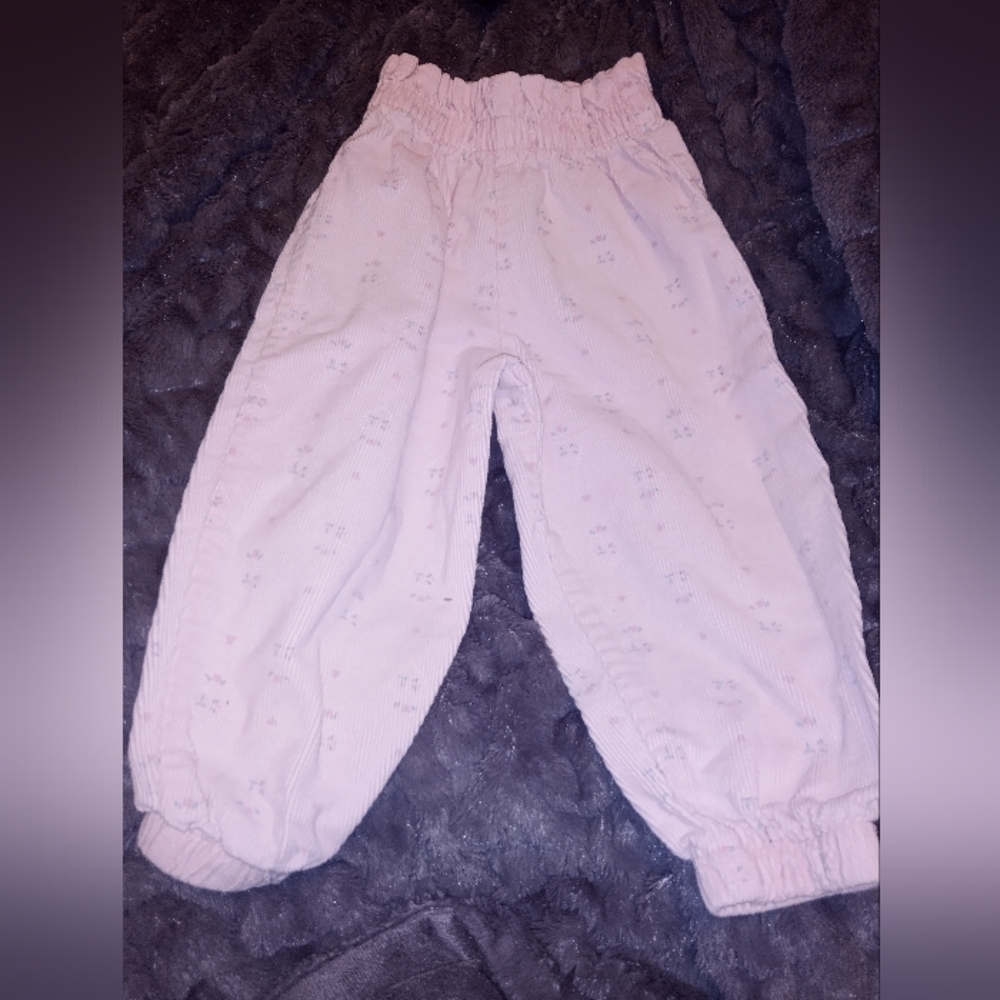 VTG The Chipettes Pink Flowered Paper Bag Waist Pants 2t